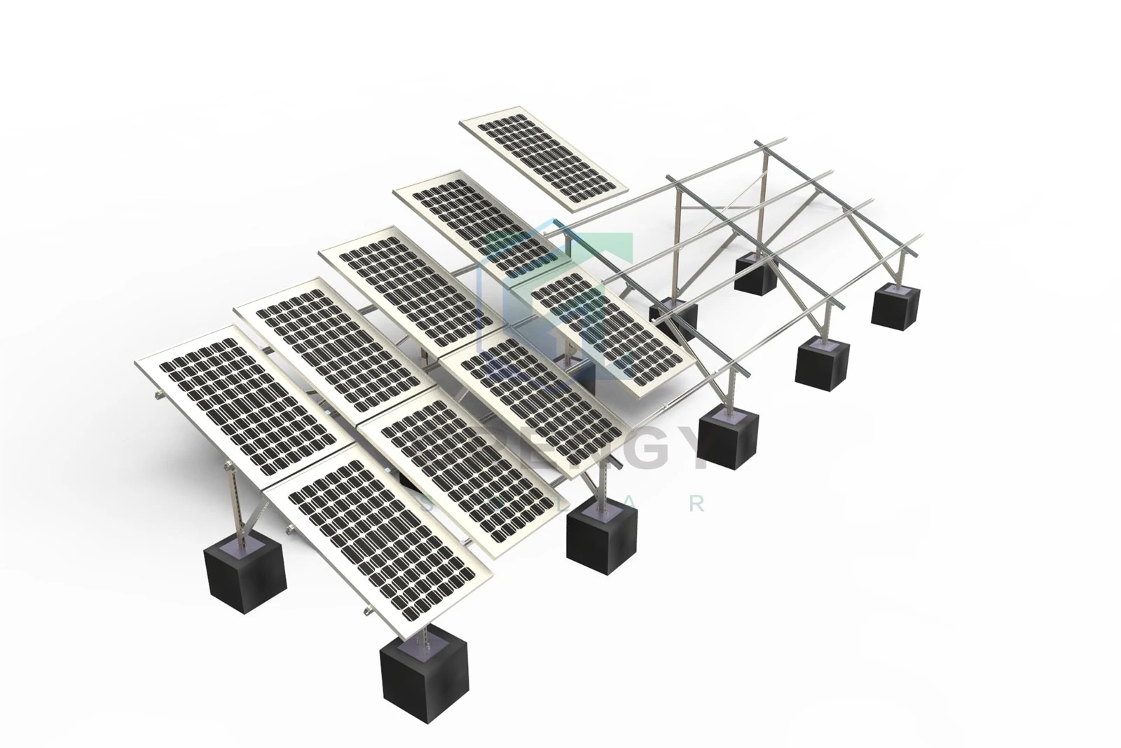 Flat Roof Solar Mounting with Concrete Base Flat Roof Solar Mounting with Concrete Base